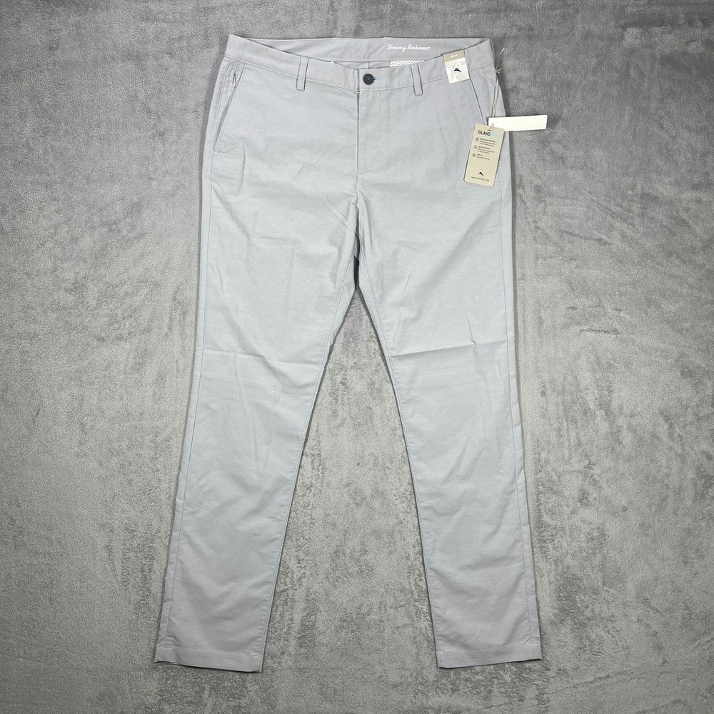 Tommy Bahama IslandZone Pants Mens 36x34 Gray Moisture Wicking UPF 30 Chinos